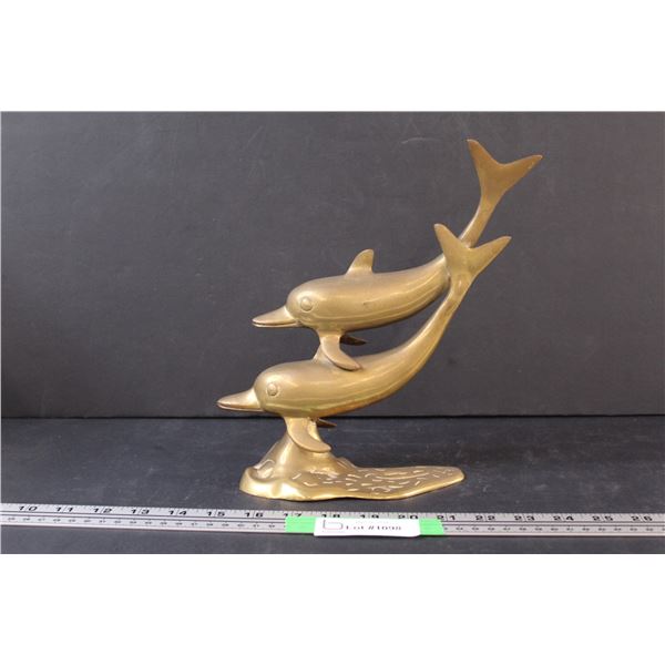 Brass Dolphins 9 1/2  Tall