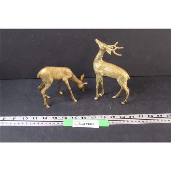 (2) Brass Deer Figurines