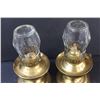 Image 3 : (2) Brass and Glass Miniature Oil Lamps