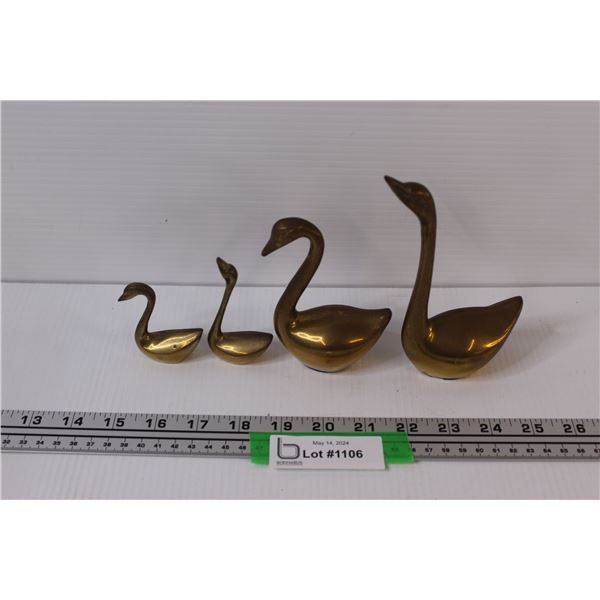 (4) Brass Swans - Misc. Sizes