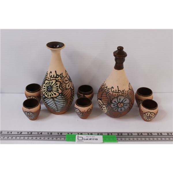 (9) Cuba Ceramic Vase & Decanter Set