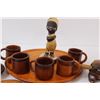Image 3 : (15) Wooden Handmade Caribbean Themed: Tray & Cups; Figurine; & Misc.