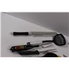 Image 2 : Various Kitchen Utensils - Meat Forks, Spoons, Flipper, Grader/Zester, Knives, Pizza Cutter, Masher,