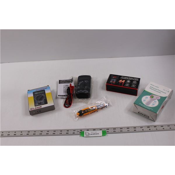 (2) Multimeters (Appear New), Battery Tester, Circuit Tester & Infrared Thermometer