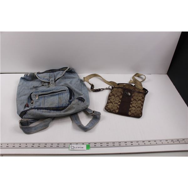 Arizona Denim Back Pack (Dirty, Smell of Smoke) & Coach Hand Bag/Purse (Smells of Smoke, Lining Ripp