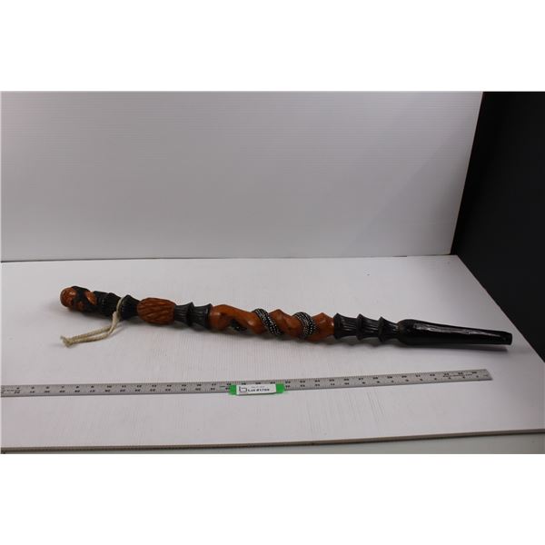 35" Carved Wooden Walking Stick/Cane