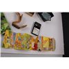 Image 3 : Various Vintage Items - Foldout Cartoon Post Card, "Ballads of a Cheechako" Book, Wood Checkers, Wey