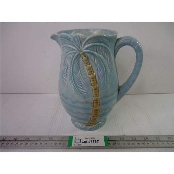 Vintage Beswick Palm Tree Vase Pitcher in Bright Blue