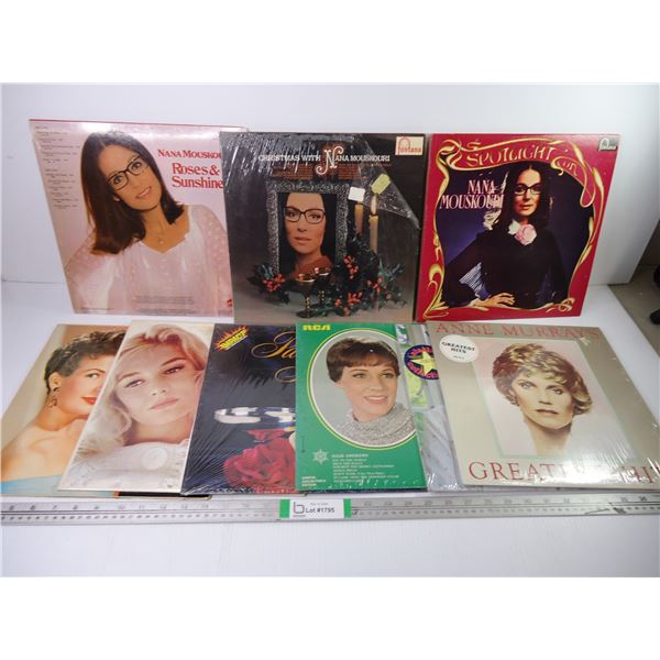 (9) Vinyl Records Featuring Female Artists-Nana Mouskouri, Anne Murray and more