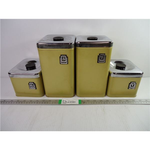 (4) Vintage Metal Kitchen Canisters