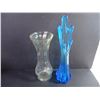 Image 4 : (2) Vintage Beer Steins, Vintage Blue Swung Vase, Glass Vase and (2) Trinket Dishes