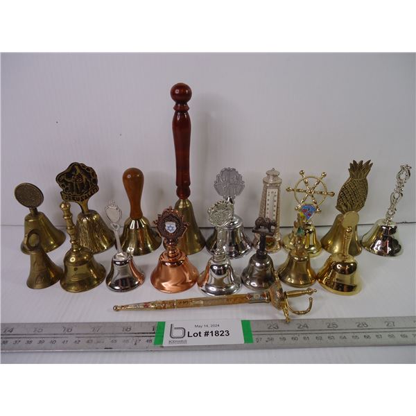 (16) Souvenir Bells and (2) Souvenir thermometer and Sword