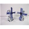 Image 2 : (4) Delft Pieces- (3) Windmill Salt/Pepper and (1) Bell