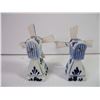 Image 3 : (4) Delft Pieces- (3) Windmill Salt/Pepper and (1) Bell