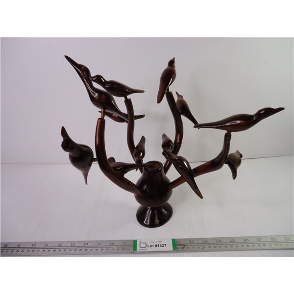 Wooden Candle Holder-Birds on Branches