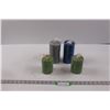 Image 1 : (4) Glittery Woven Pillar Candles - (2) 3x4"Green, (2) 3x6" Silver & Blue