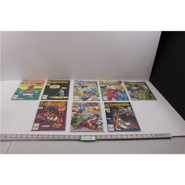 (8) Raw Marvel Comics  Excalibur  - 1988-1990 Issues No.3, 4, 5, 6, 9, 13, 14 & 19