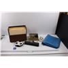 Image 1 : Office Supplies - File Folder Box w/Folders, Various Pens, 3-Hole Punch, Binder, Timer, Soccer CD Ca
