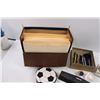 Image 2 : Office Supplies - File Folder Box w/Folders, Various Pens, 3-Hole Punch, Binder, Timer, Soccer CD Ca