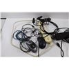 Image 2 : Various Electronics Cables,(2) Wired Mouse, Power Bar, A/C Adapters, Small Waste Bin etc.