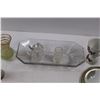 Image 2 : Crystal Set, (2) Bells, Vanity Mirror, Egg Cup, Small Vase & Sewing Supplies