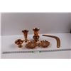 Image 1 : (5) Decorative Copper Pieces (Vases, Pedestal Bowl, Wall Hanging Plates) & Boomerang