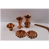 Image 2 : (5) Decorative Copper Pieces (Vases, Pedestal Bowl, Wall Hanging Plates) & Boomerang