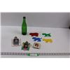 Image 1 : Vintage Green Glass Bottle, Kids Animal Puzzles & *(3) Fridge Magnet Picture Frames
