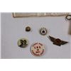 Image 2 : (5) Vintage Button Pins, Boy Scout Cuff Link, Music Box Key Chain & Pins