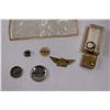 Image 3 : (5) Vintage Button Pins, Boy Scout Cuff Link, Music Box Key Chain & Pins