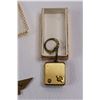 Image 4 : (5) Vintage Button Pins, Boy Scout Cuff Link, Music Box Key Chain & Pins