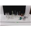 Image 1 : (24 pcs) Crystal & Glassware - Vases, Vinegar Bottle w/Stopper, Cherry/Wine Glasses, Cream/Sugar Pit