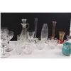 Image 3 : (24 pcs) Crystal & Glassware - Vases, Vinegar Bottle w/Stopper, Cherry/Wine Glasses, Cream/Sugar Pit