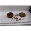 Image 1 : Basket w/Letter Opener, Locks, Skeleton Keys, Worry Stone, RCMP Plate, Knife Key Chain