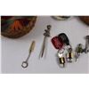 Image 2 : Basket w/Letter Opener, Locks, Skeleton Keys, Worry Stone, RCMP Plate, Knife Key Chain