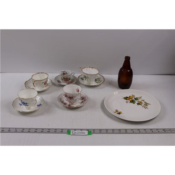 (5) China Tea Cups w/Saucers (Royal Albert, Radford's, Salisbury, Gladstone, Adeline) , Johnson Bros