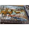 Image 3 : 72"x46" Throw Rug/Wall Tapestry "Deer" - Bottom Edge Frayed