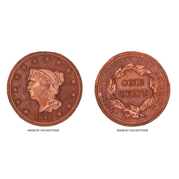 1841 1C PCGS PR64+RD