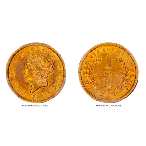 1854-S Gold $1 PCGS AU58 CAC