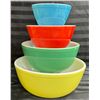 Image 1 : VINTAGE PYREX PRIMARY COLORS NESTED MIXING BOWL SET