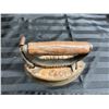 Image 11 : GLASS AND WOOD VINTAGE WASHBOARD AND SAD IRONS