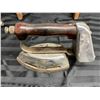 Image 21 : GLASS AND WOOD VINTAGE WASHBOARD AND SAD IRONS