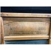 Image 3 : GLASS AND WOOD VINTAGE WASHBOARD AND SAD IRONS