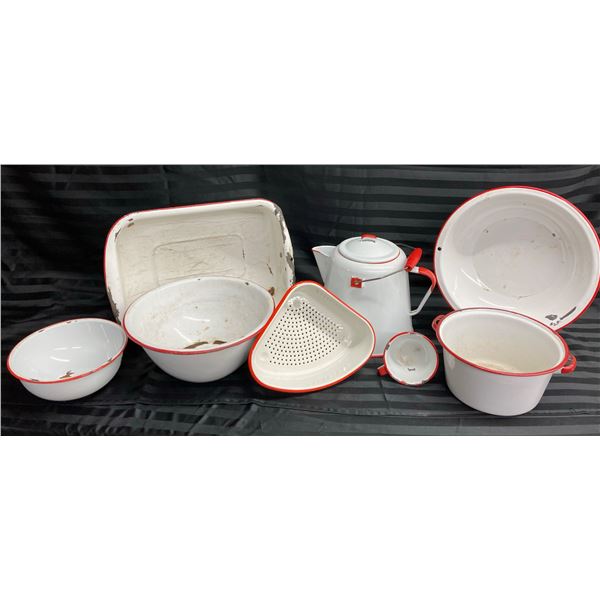 RED ENAMELWARE LOT