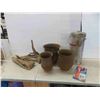 Image 1 : Yard Décor: Metal Pots, Drift Wood, New V Pump