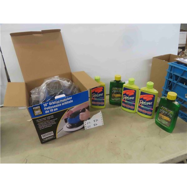 New 10'' Orbital Polisher, 5 Full Bottles of Vehicle Wax