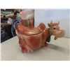 Image 2 : 3 Cookie Jars - Cow, Turtle, Floral Design