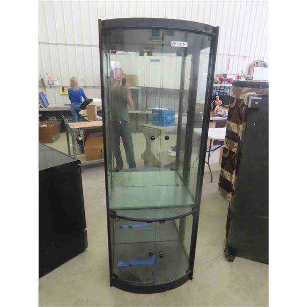 Modern Light Up China Cabinet with Carved Glass and Glass Shelves 72'' x 26'' 