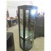 Image 2 : Modern Light Up China Cabinet with Carved Glass and Glass Shelves 72'' x 26'' 