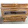 Image 8 : Oak Locking Gun Cabinet with Etched Glass and Key 80'' x 35'' x 19'' 